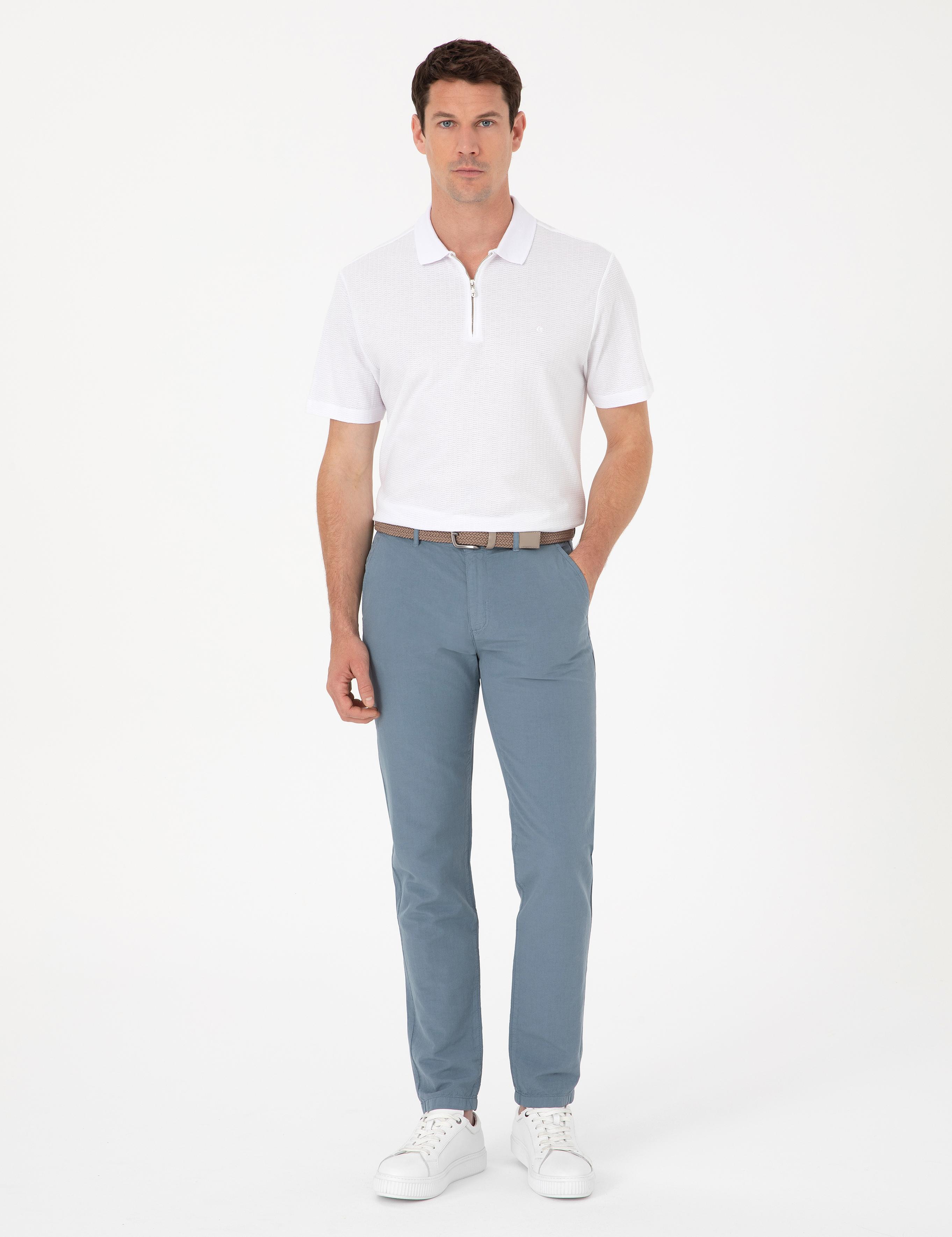 Açık Mavi Slim Fit Kanvas Pantolon - 50266873298