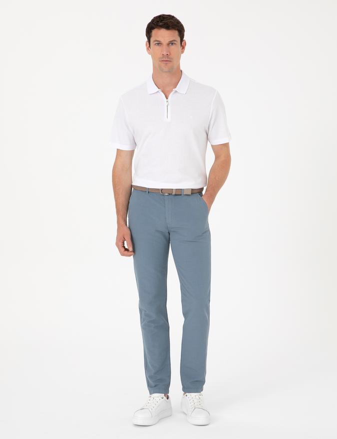Açık Mavi Slim Fit Kanvas Pantolon