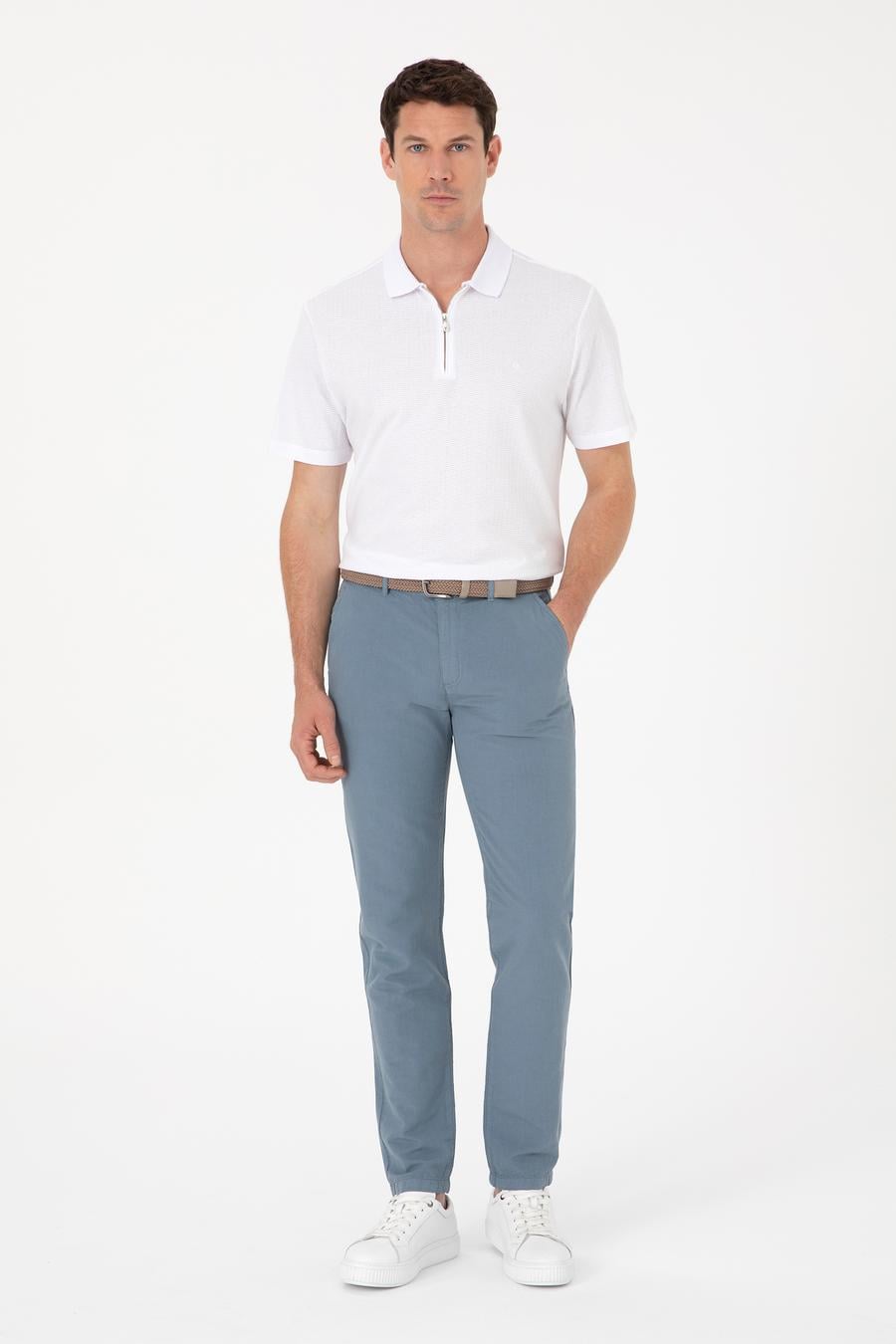 Açık Mavi Slim Fit Kanvas Pantolon - 50266873298