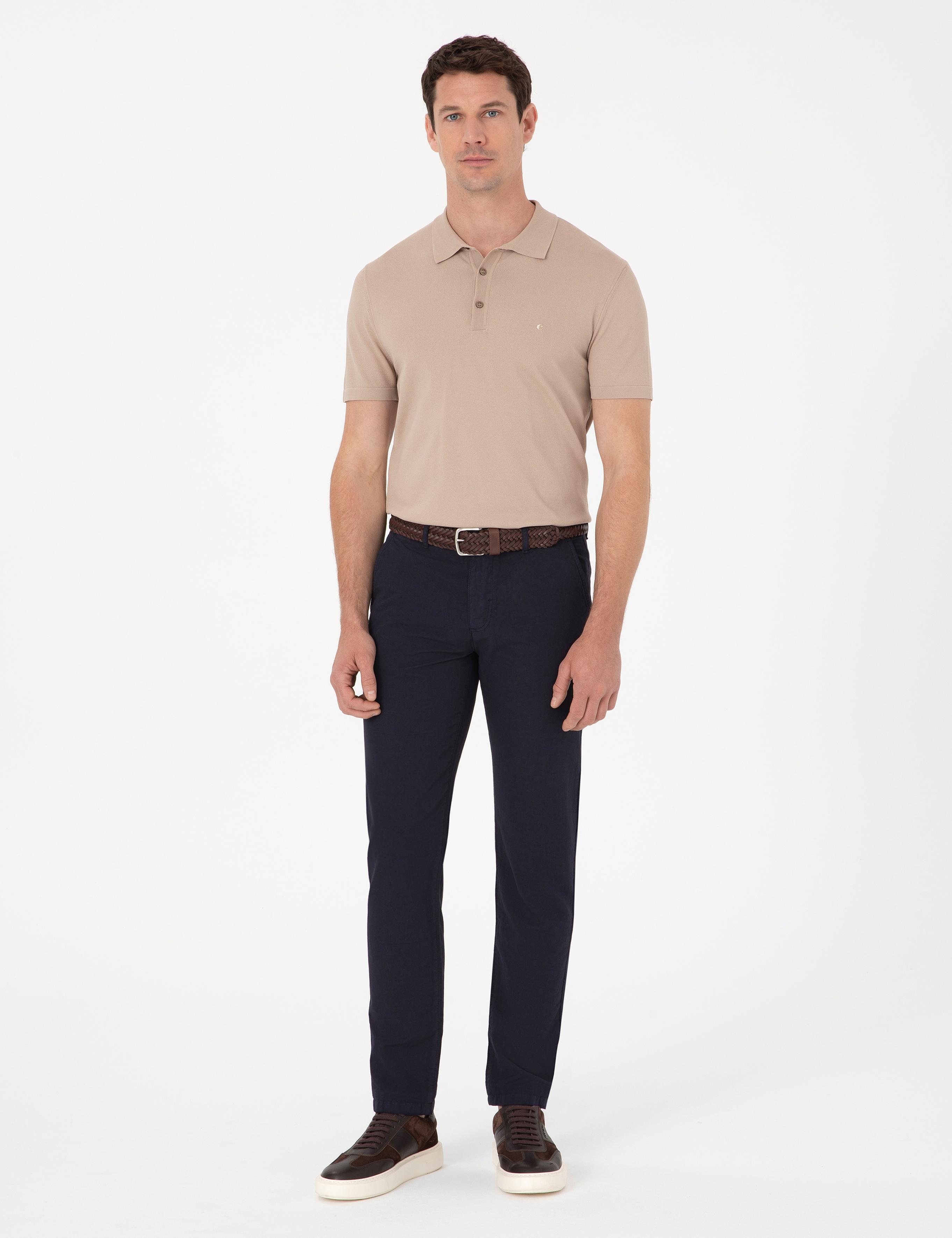 Lacivert Slim Fit Kanvas Pantolon - 50266873348