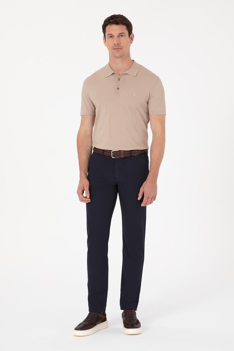 Lacivert Slim Fit Kanvas Pantolon - 50266873348