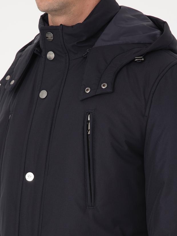 Lacivert Regular Fit Kapüşonlu Mont