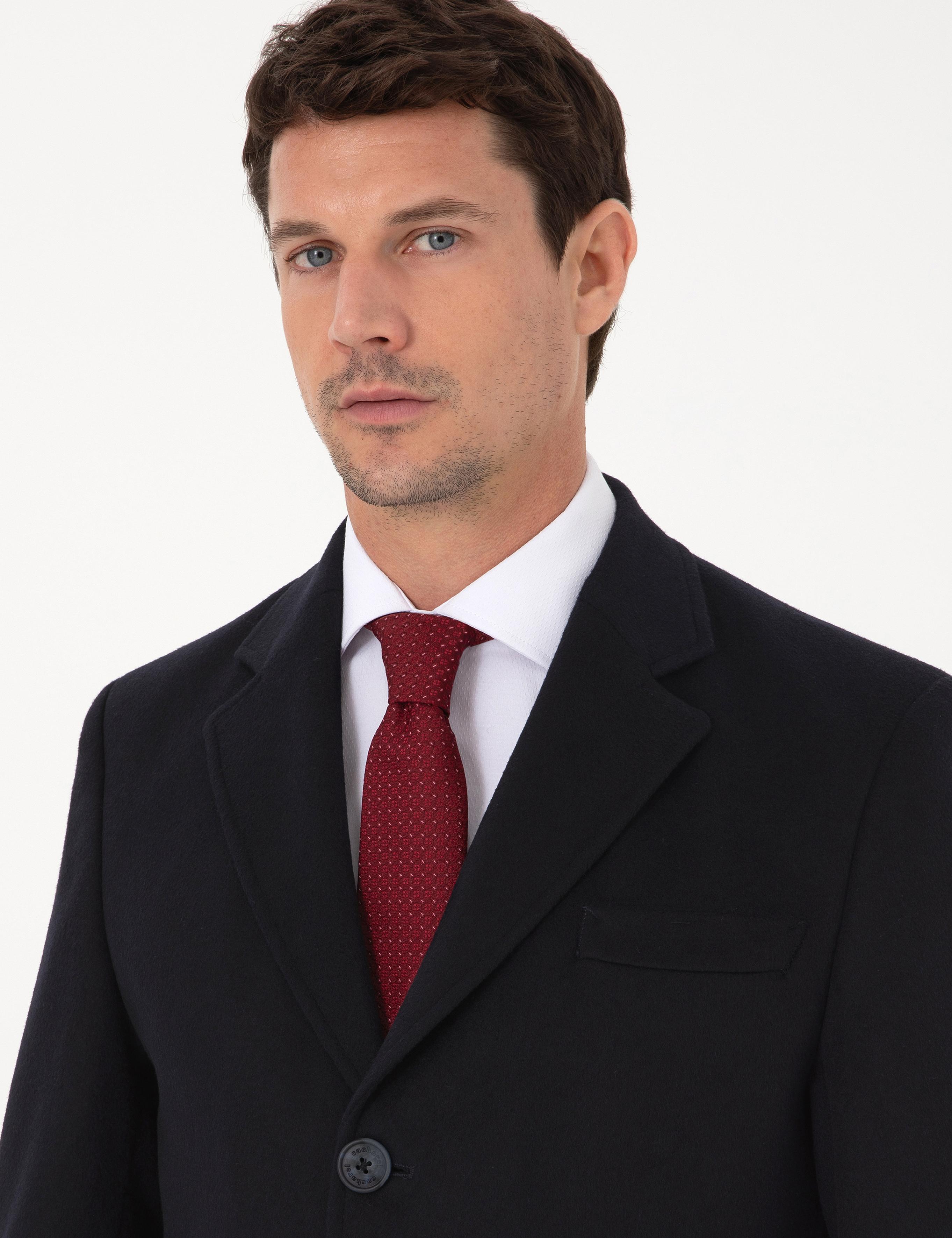 Lacivert Ex Slim Fit Yün Karışımlı Palto - 50319242018