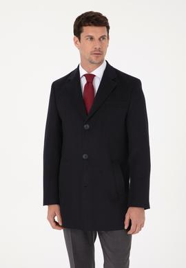 Lacivert Ex Slim Fit Yün Karışımlı Palto