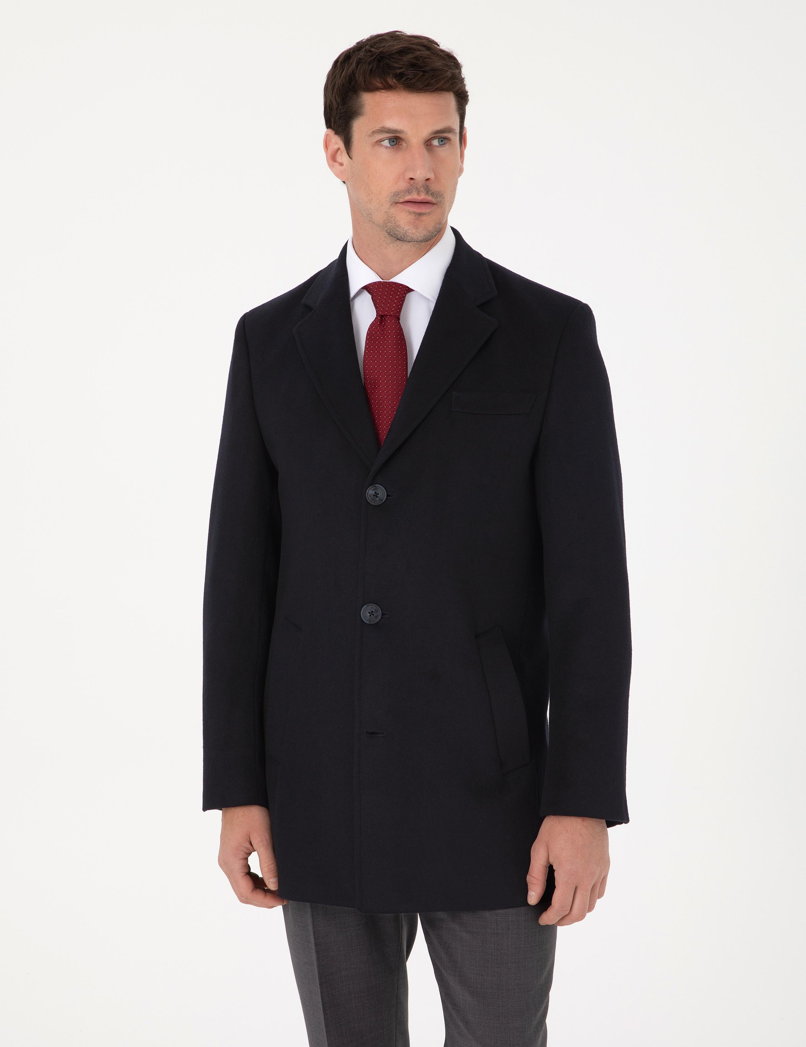Lacivert Ex Slim Fit Yün Karışımlı Palto - 50319242018