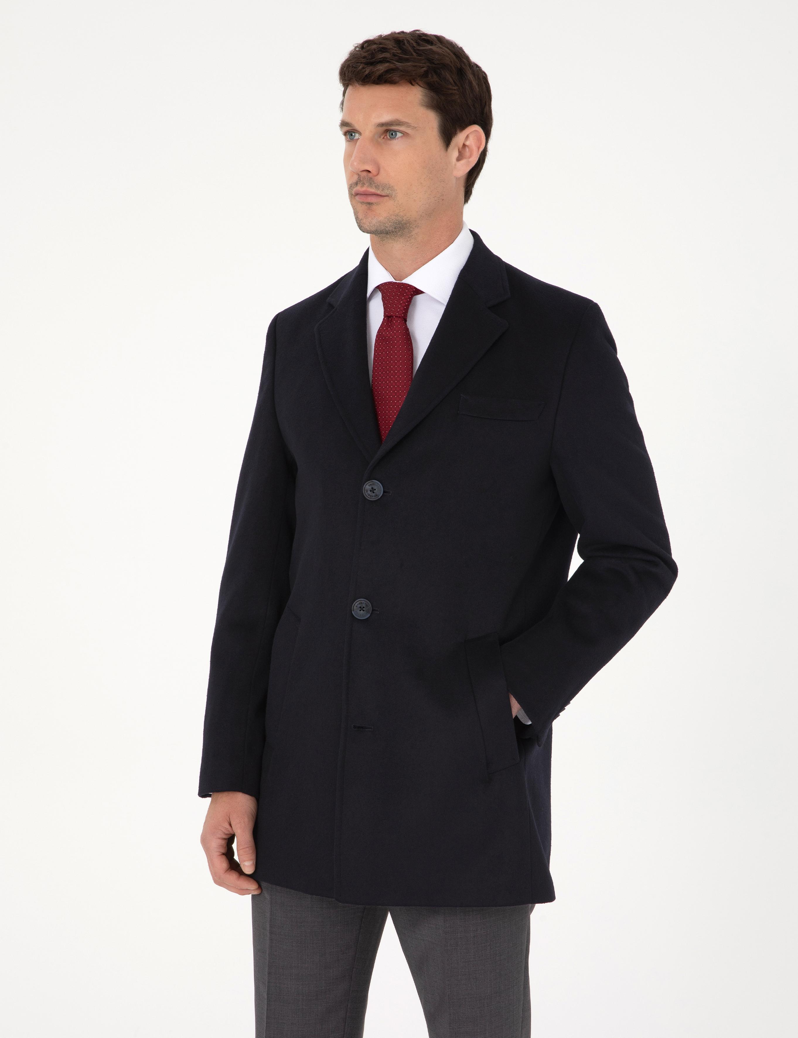 Lacivert Ex Slim Fit Yün Karışımlı Palto - 50319242018