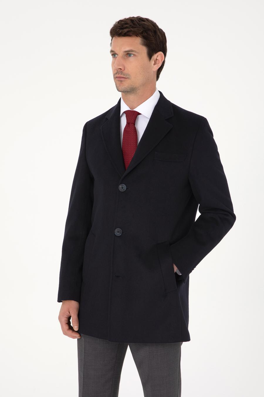 Lacivert Ex Slim Fit Yün Karışımlı Palto - 50319242018