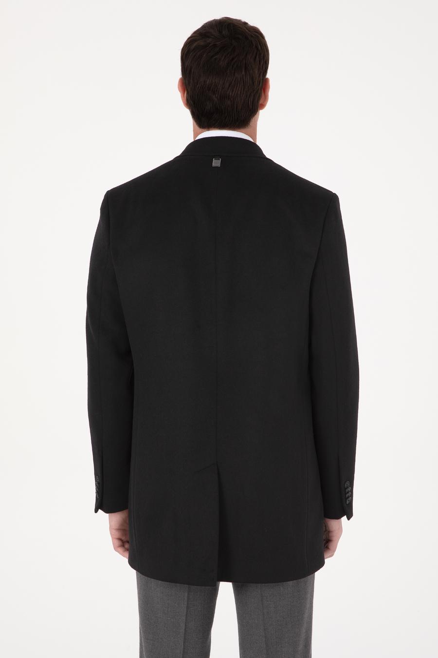 Siyah Ex Slim Fit Yün Karışımlı Palto - 50319242005