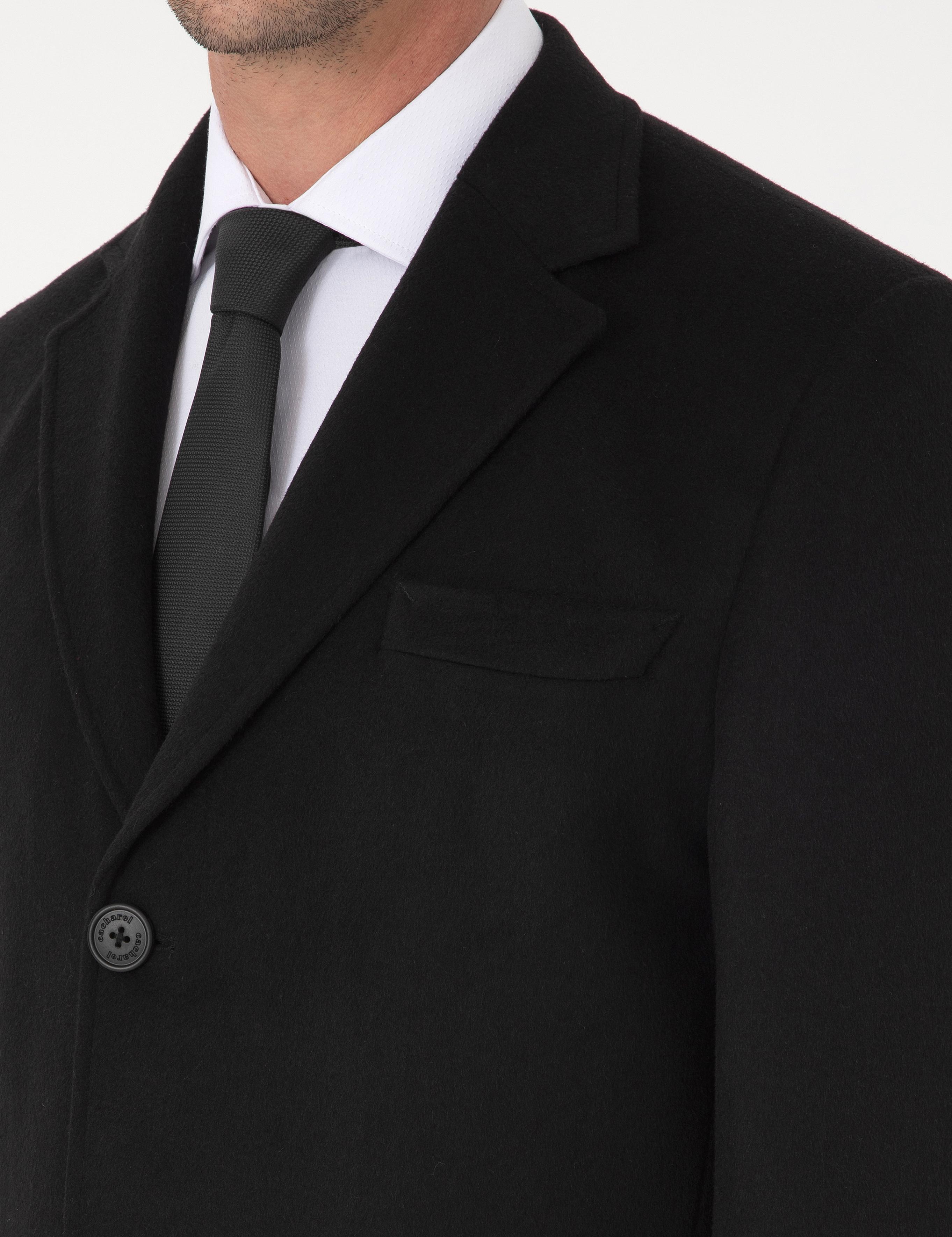 Siyah Ex Slim Fit Yün Karışımlı Palto - 50319242005