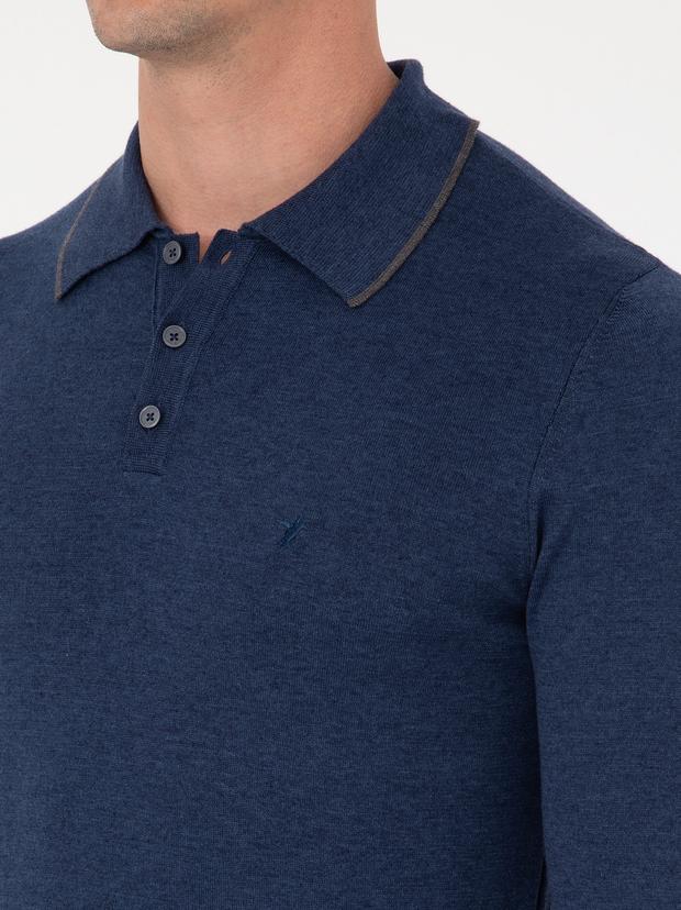 İndigo Slim Fit Pamuk Karışımlı Polo Yaka Triko Kazak