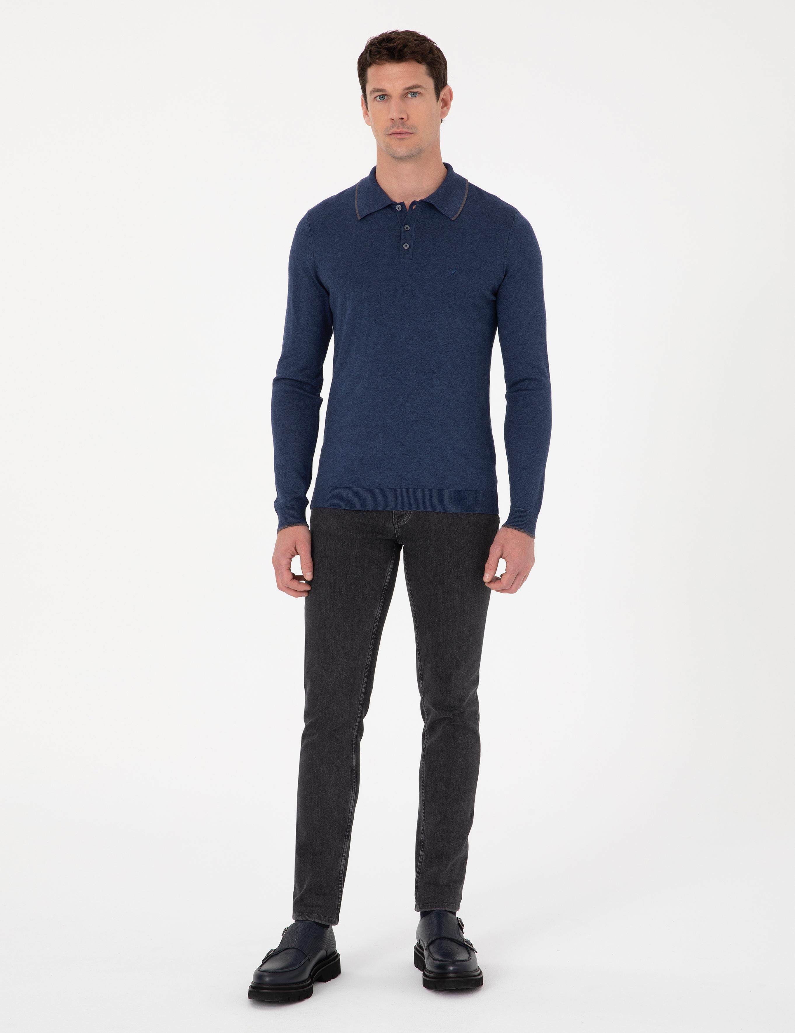 İndigo Slim Fit Pamuk Karışımlı Polo Yaka Triko Kazak - 50318712017