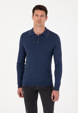 İndigo Slim Fit Pamuk Karışımlı Polo Yaka Triko Kazak
