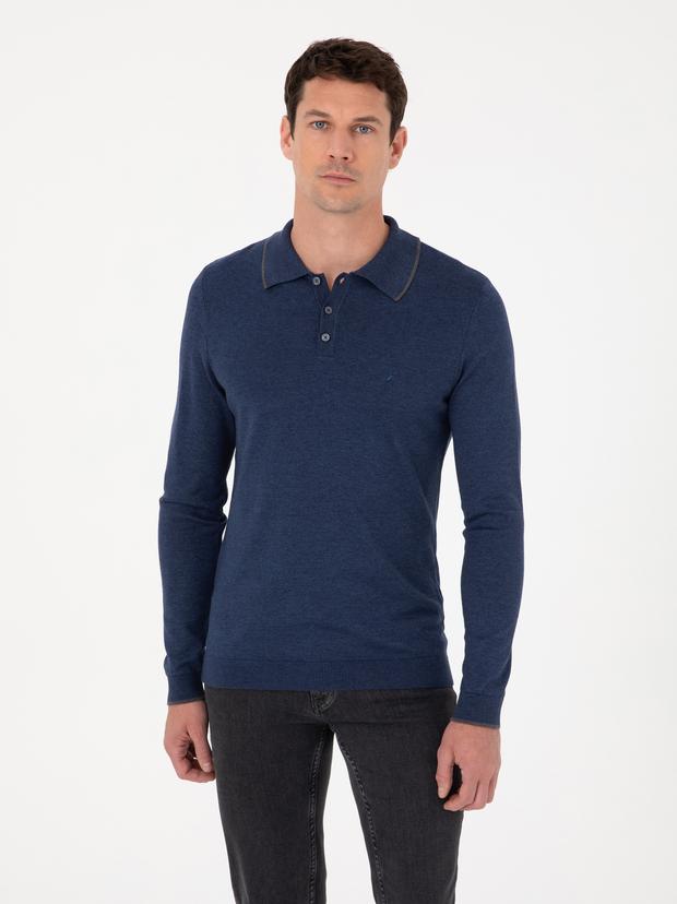 İndigo Slim Fit Pamuk Karışımlı Polo Yaka Triko Kazak