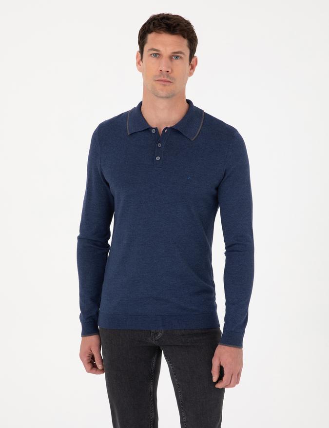 İndigo Slim Fit Pamuk Karışımlı Polo Yaka Triko Kazak