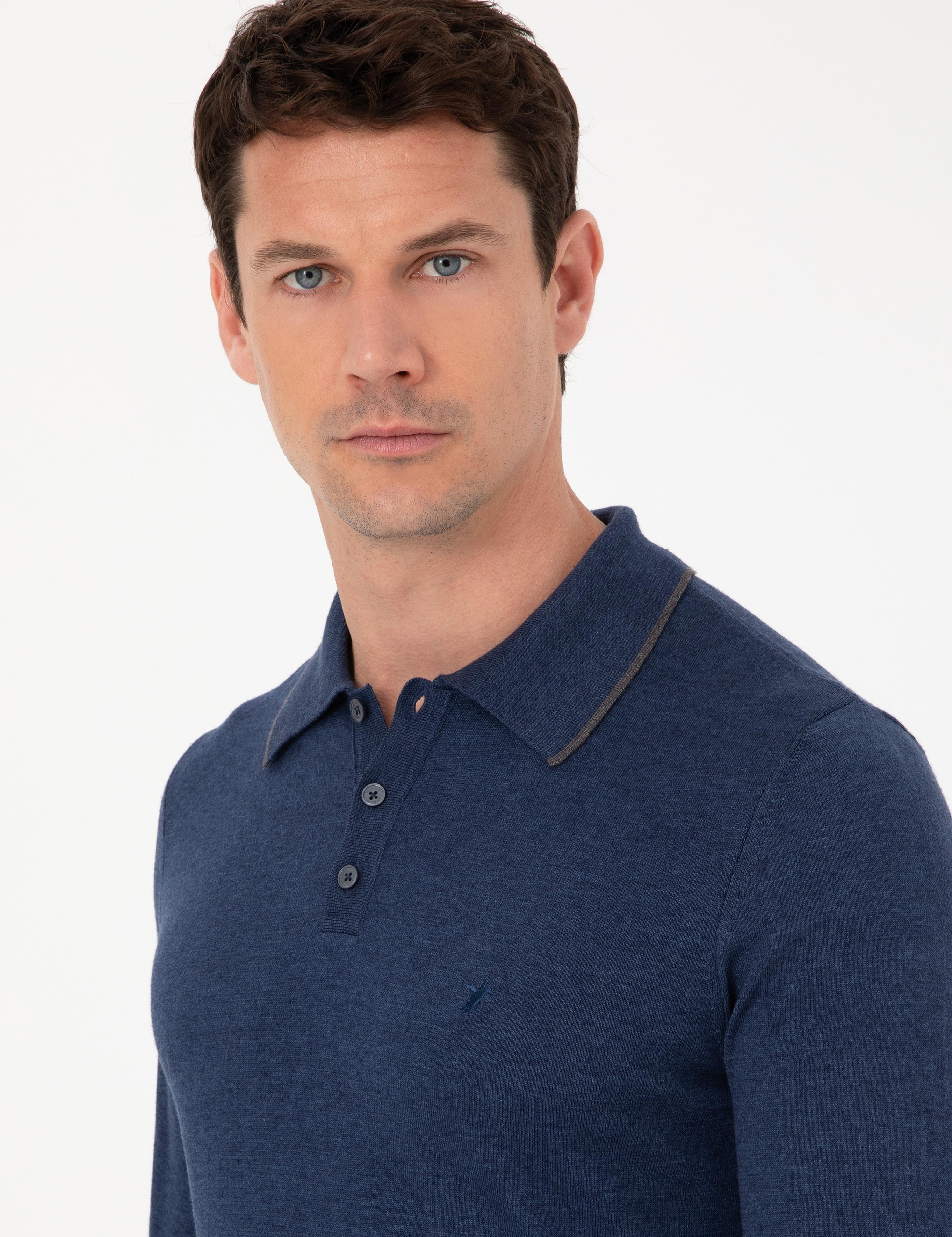 İndigo Slim Fit Pamuk Karışımlı Polo Yaka Triko Kazak - 50318712017