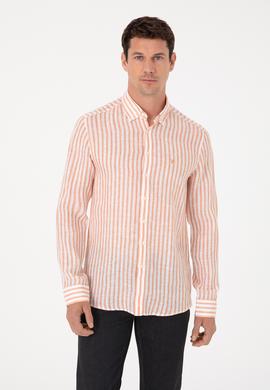 Turuncu Slim Fit Uzun Kollu Gömlek