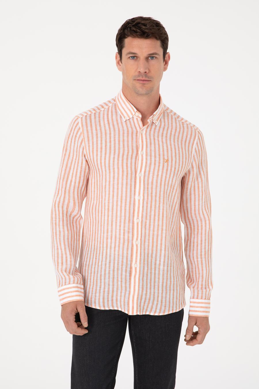 Turuncu Slim Fit Uzun Kollu Gömlek - 50300533022