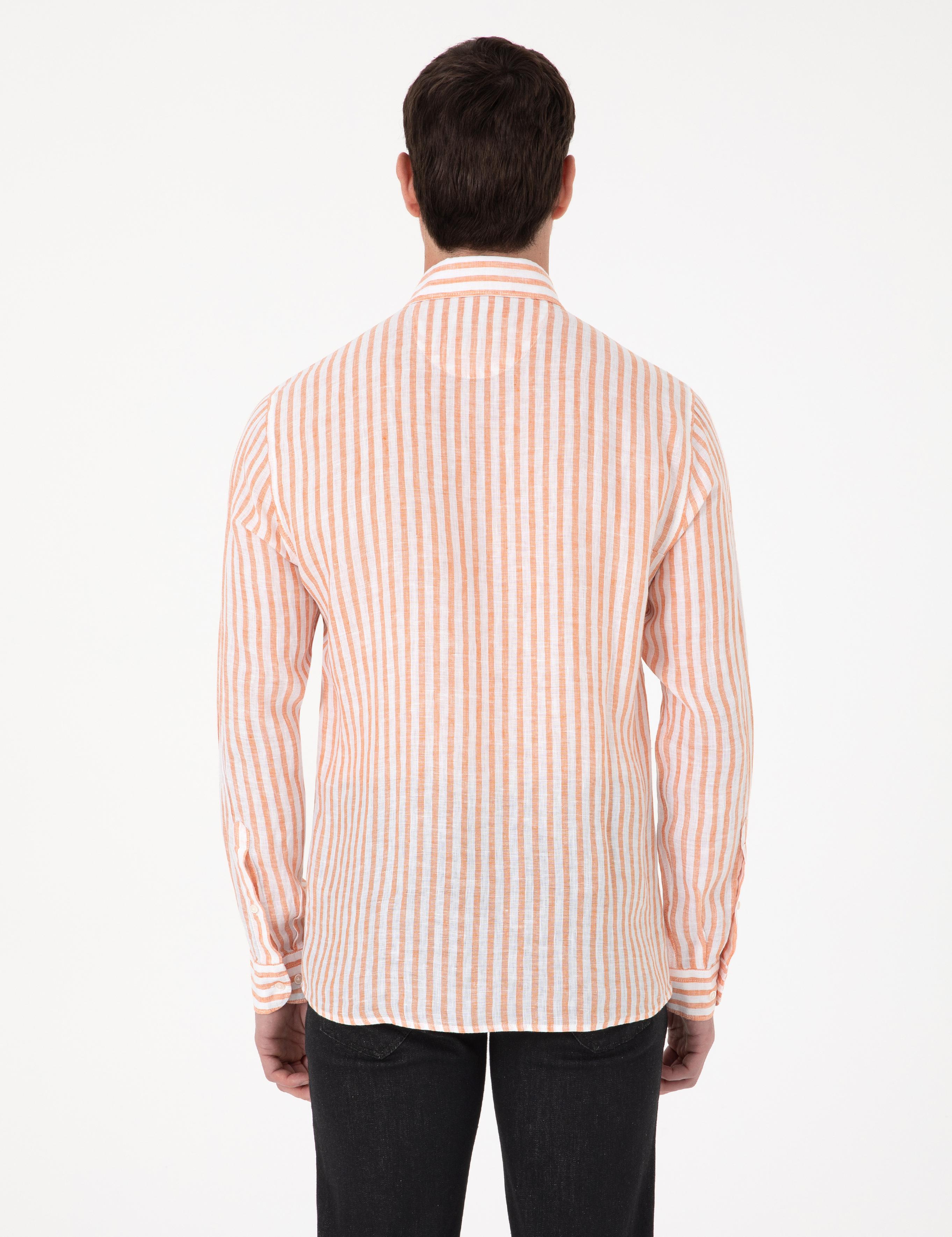 Turuncu Slim Fit Uzun Kollu Gömlek - 50300533022
