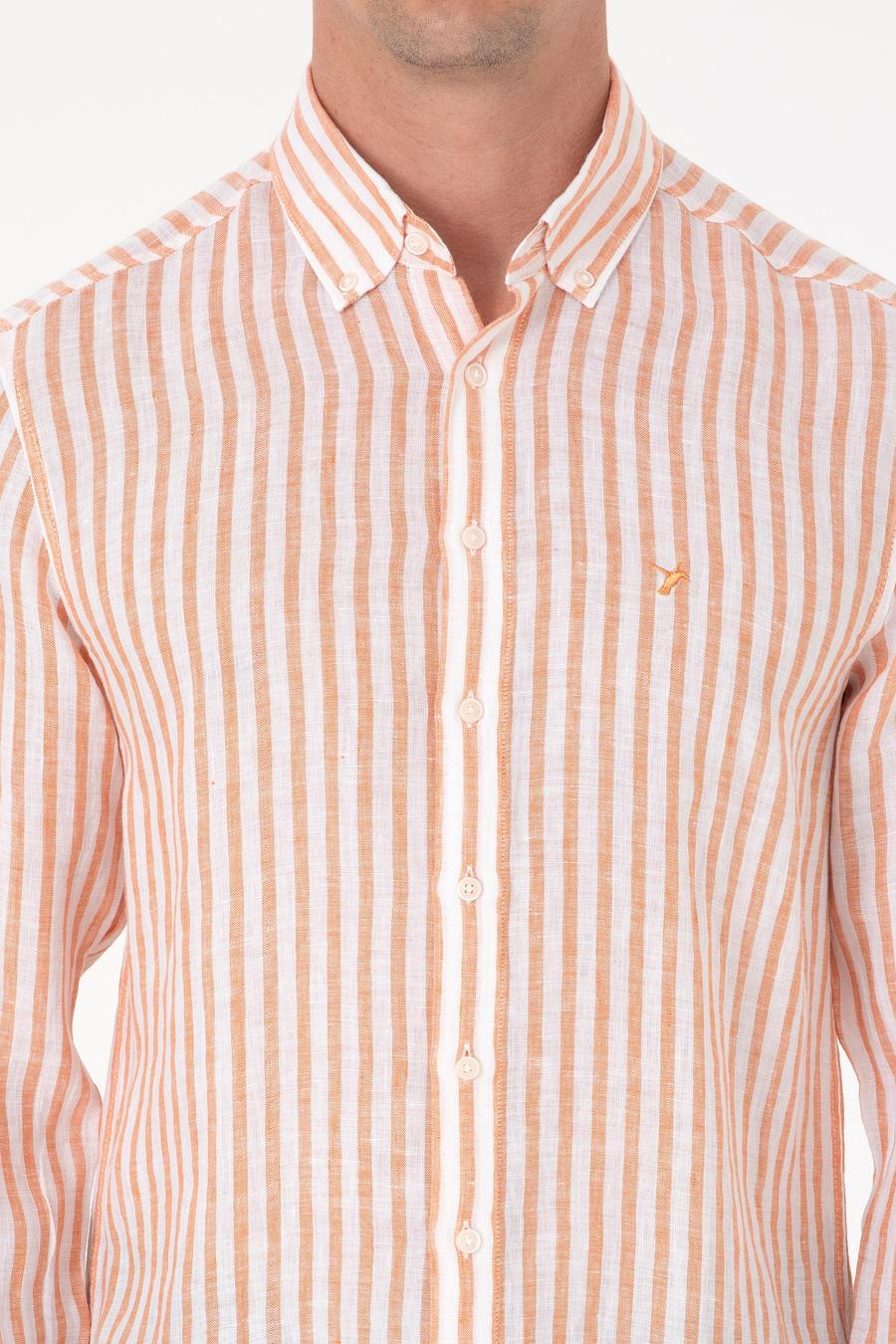 Turuncu Slim Fit Uzun Kollu Gömlek - 50300533022