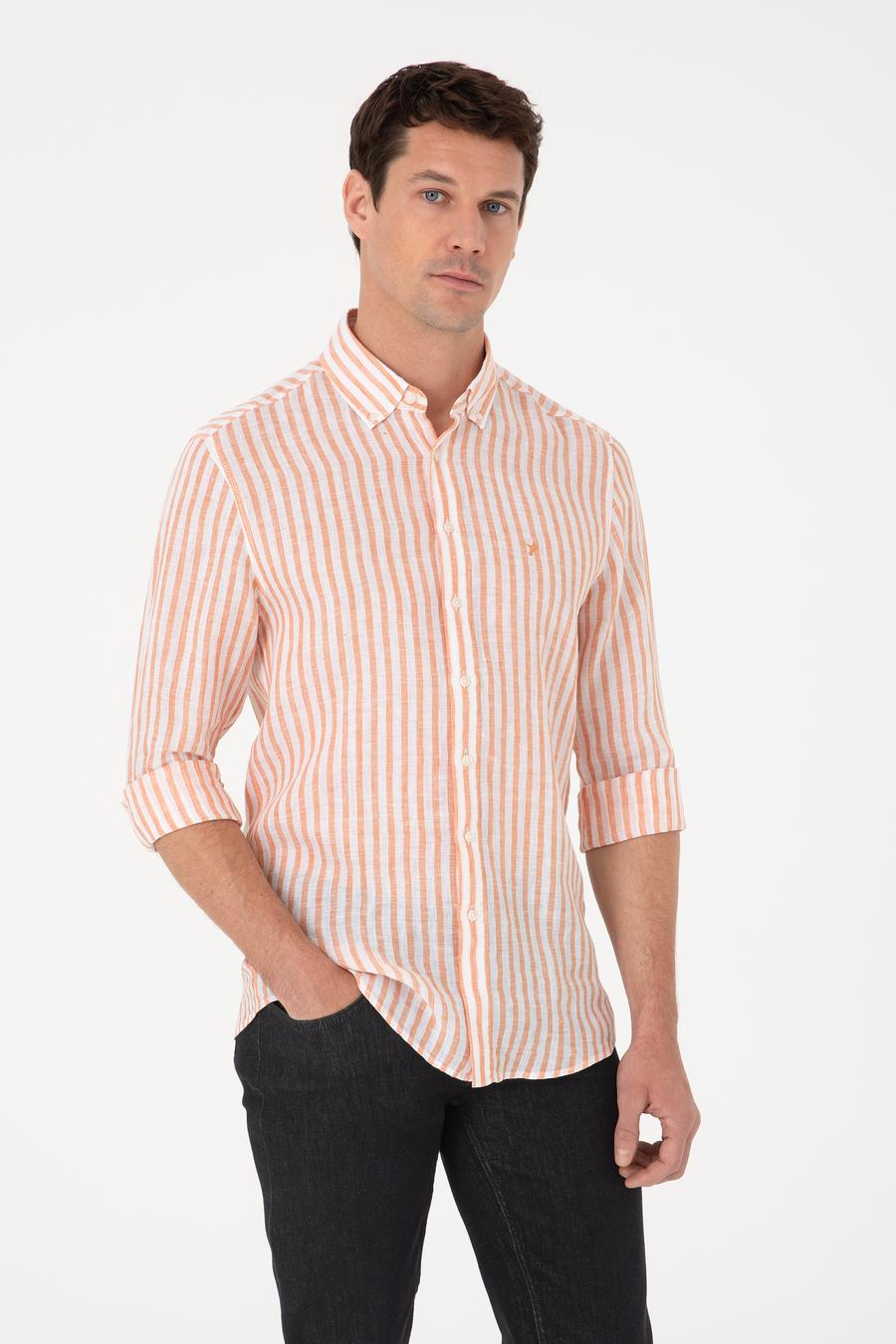 Turuncu Slim Fit Uzun Kollu Gömlek - 50300533022