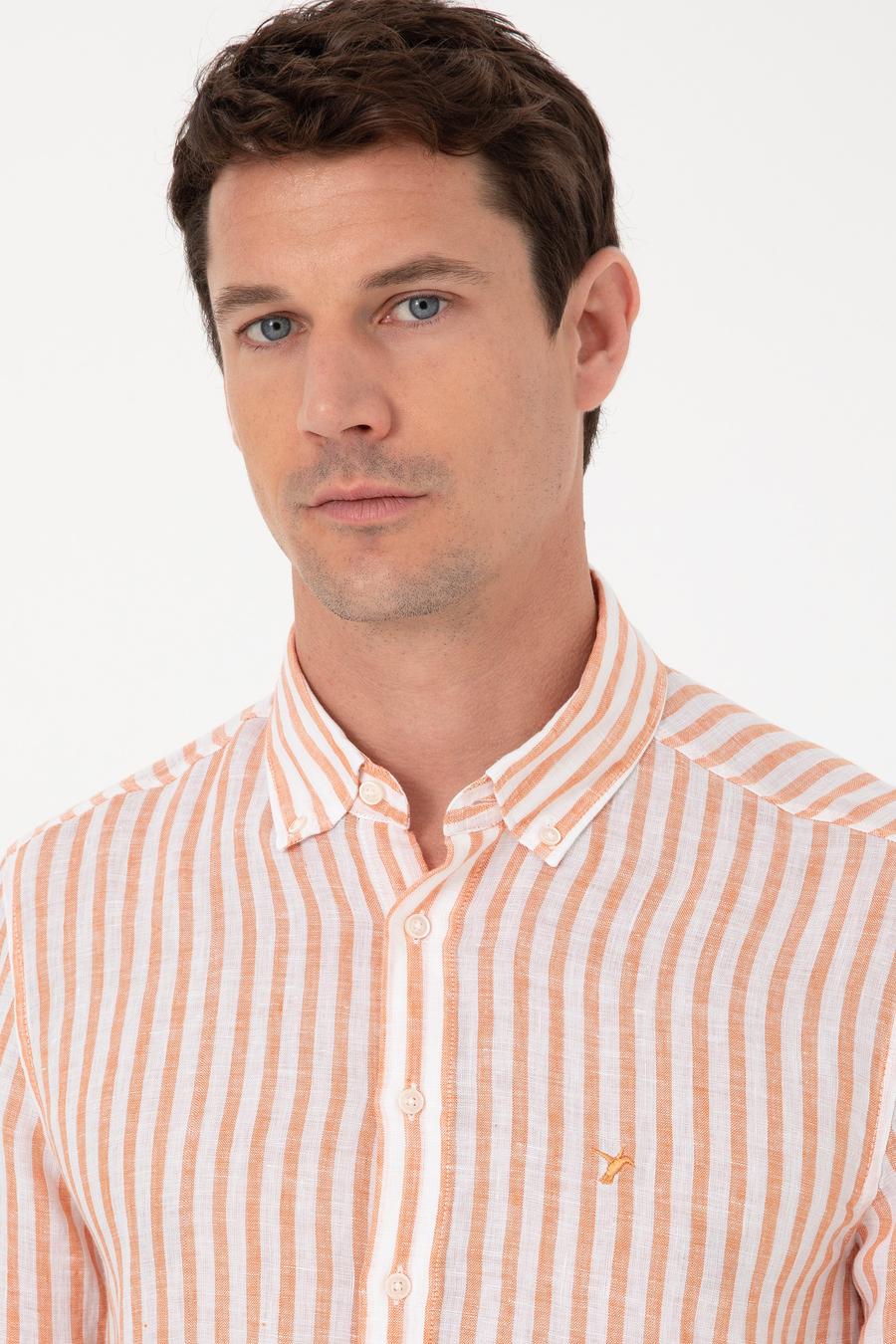 Turuncu Slim Fit Uzun Kollu Gömlek - 50300533022
