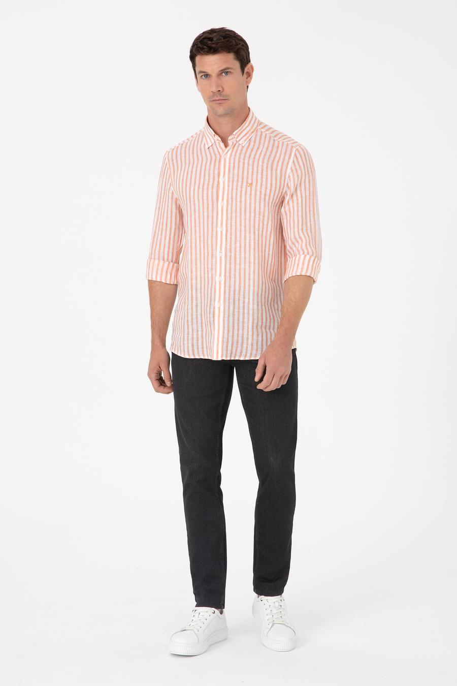 Turuncu Slim Fit Uzun Kollu Gömlek - 50300533022