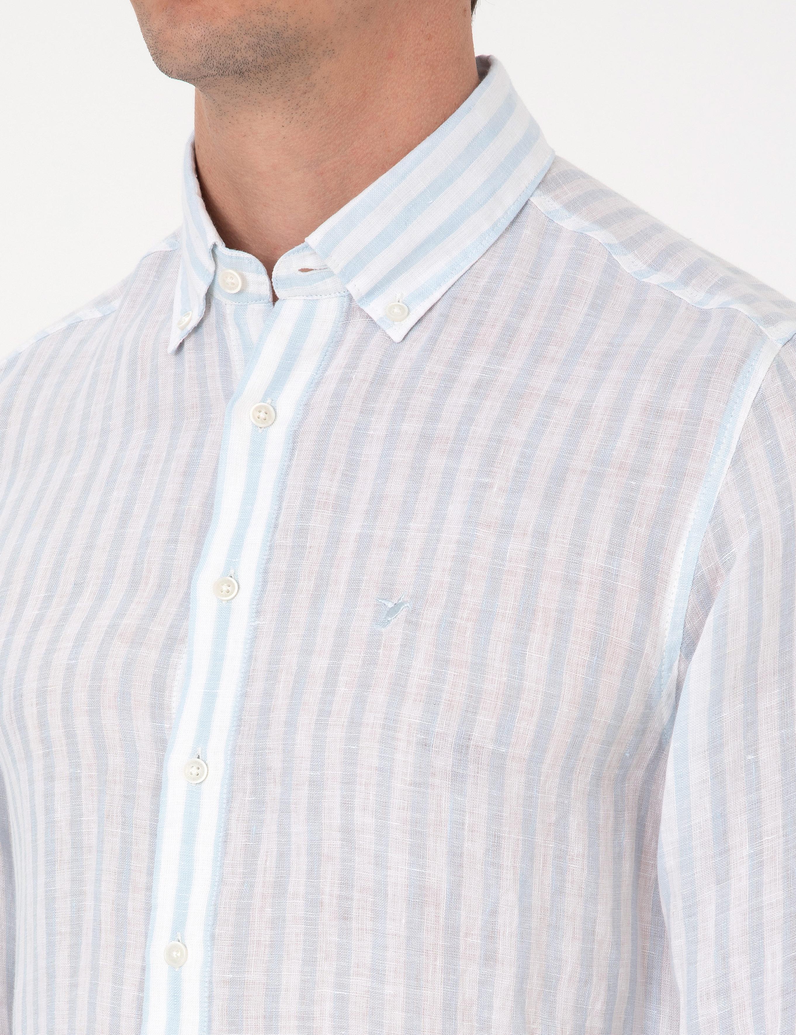 Açık Mavi Slim Fit Uzun Kollu Gömlek - 50300533045