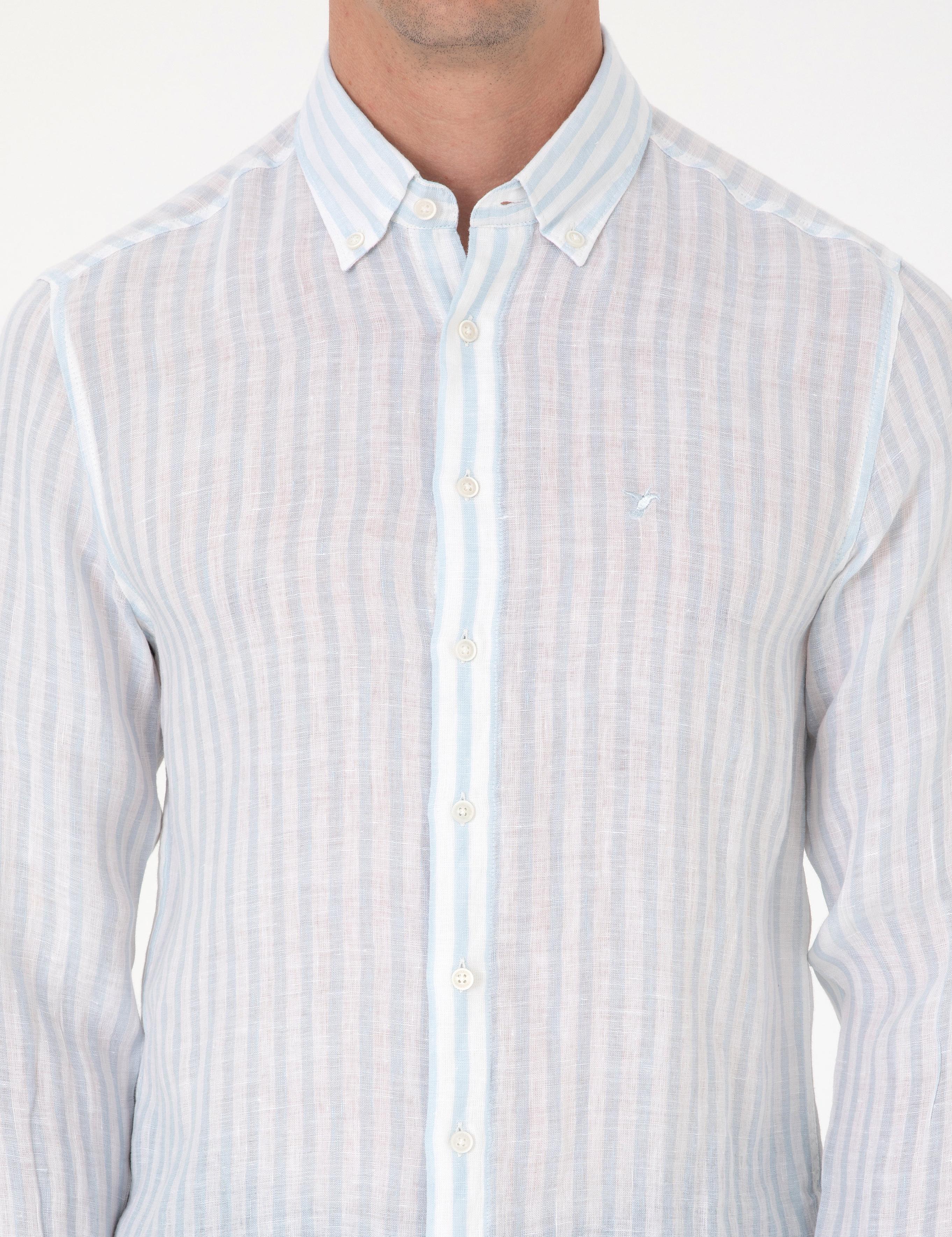 Açık Mavi Slim Fit Uzun Kollu Gömlek - 50300533045