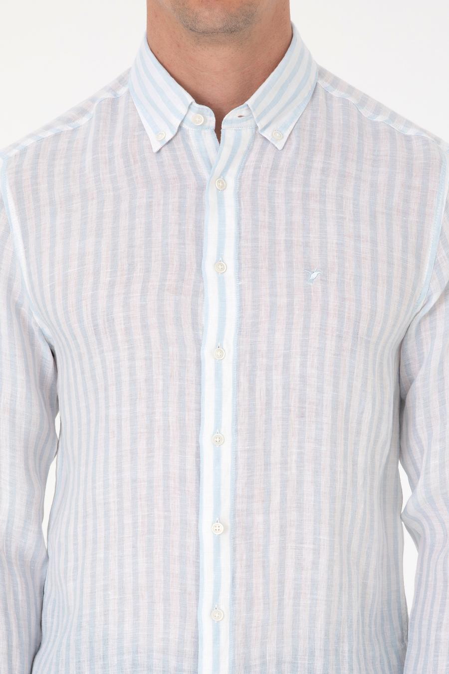Açık Mavi Slim Fit Uzun Kollu Gömlek - 50300533045