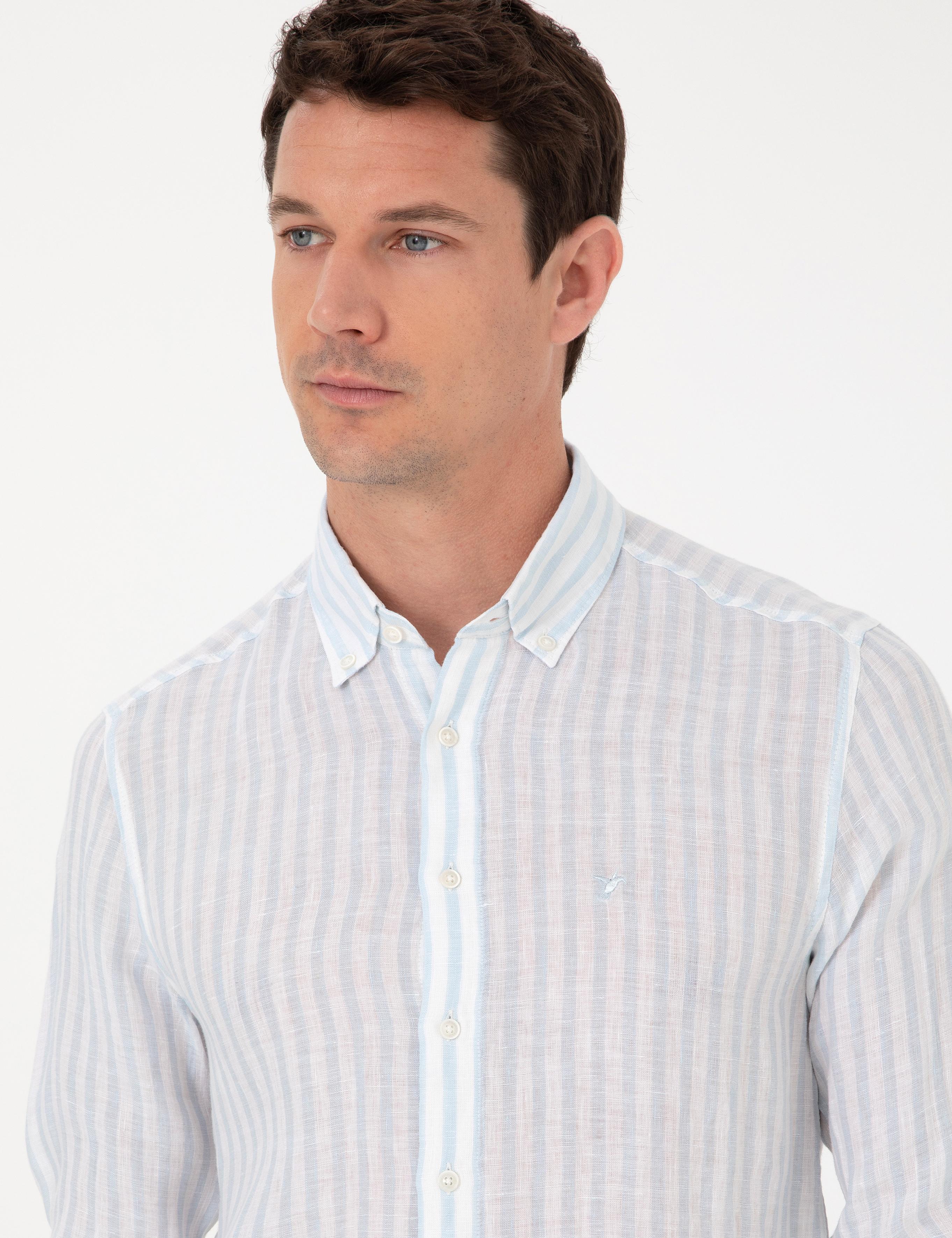 Açık Mavi Slim Fit Uzun Kollu Gömlek - 50300533045