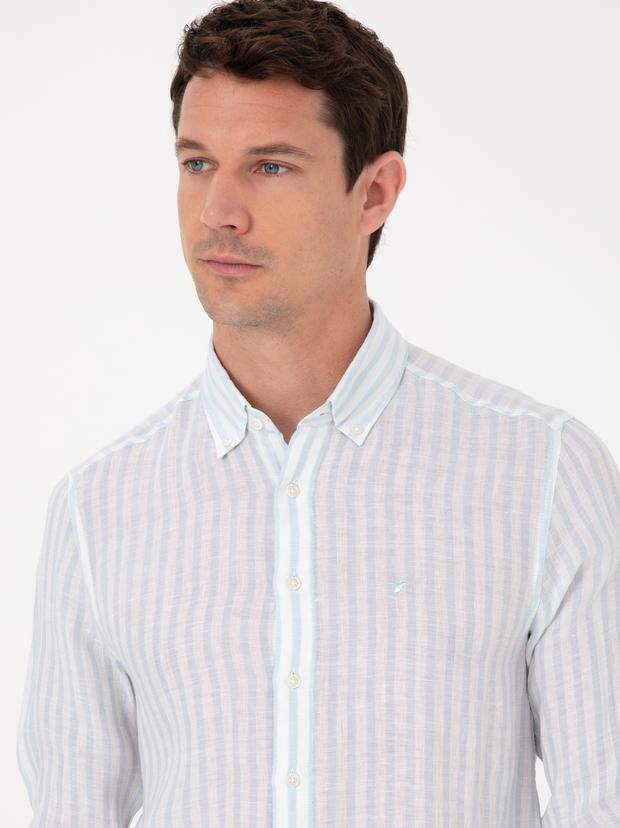 Açık Mavi Slim Fit Uzun Kollu Gömlek