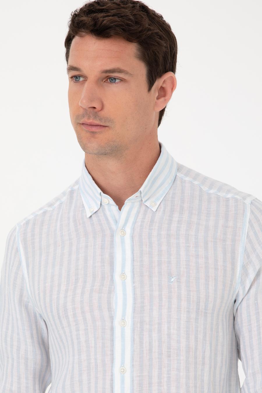 Açık Mavi Slim Fit Uzun Kollu Gömlek - 50300533045