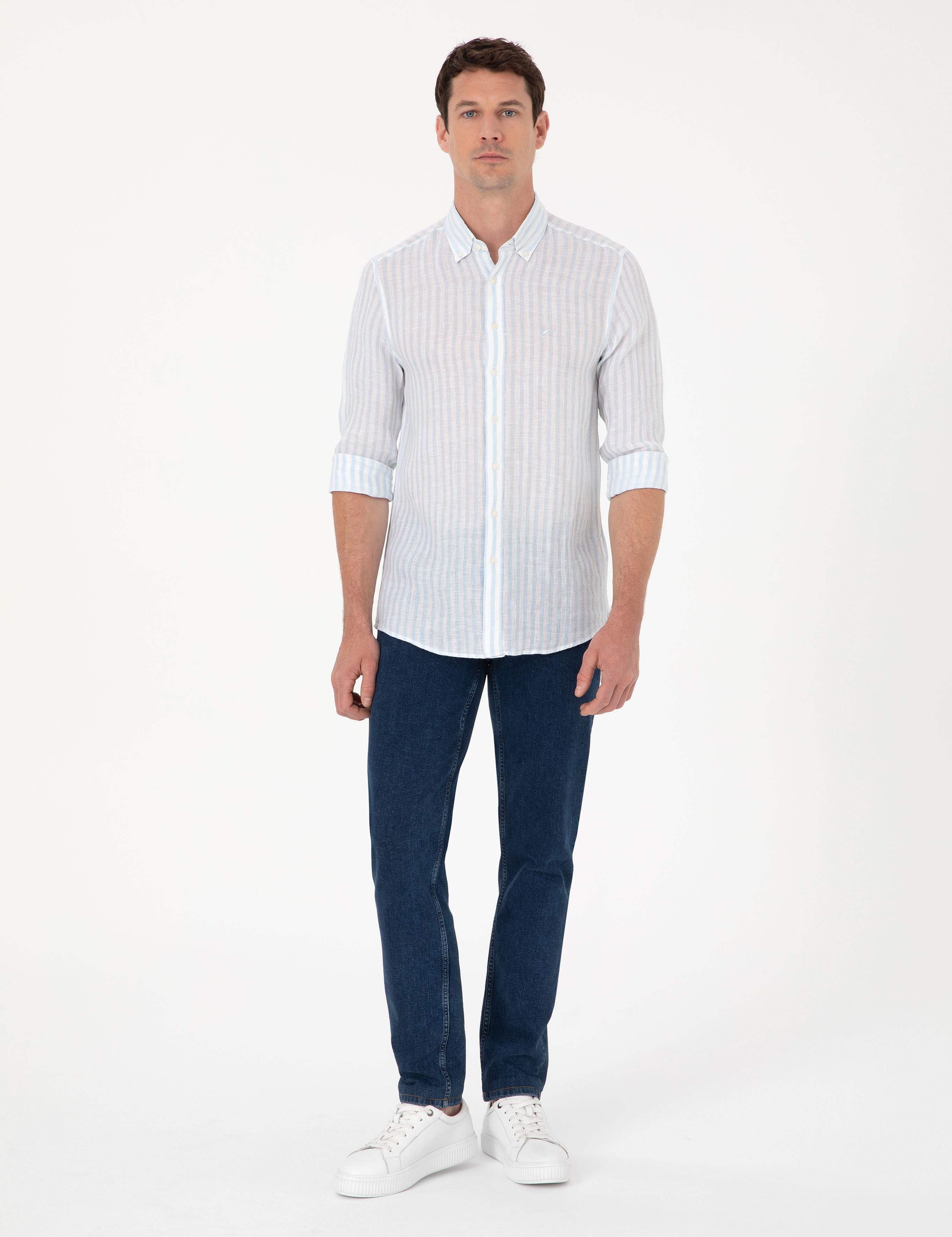 Açık Mavi Slim Fit Uzun Kollu Gömlek - 50300533045
