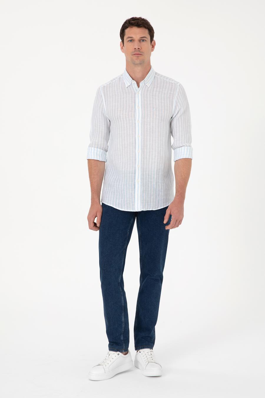 Açık Mavi Slim Fit Uzun Kollu Gömlek - 50300533045