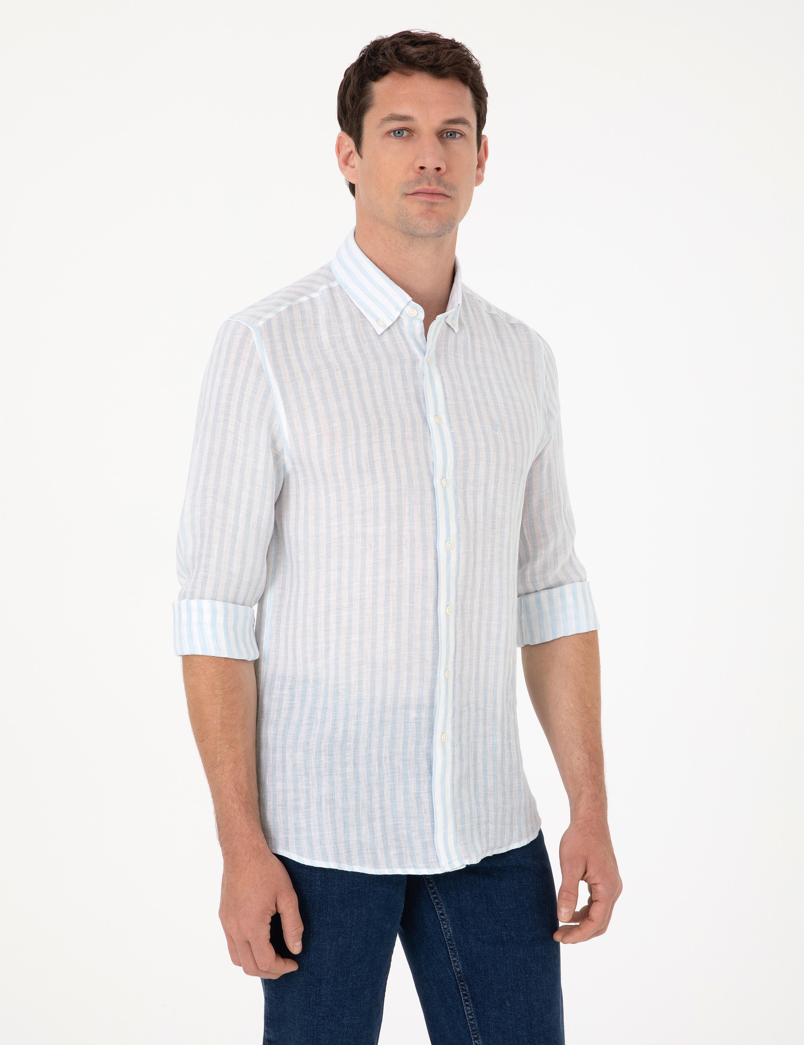 Açık Mavi Slim Fit Uzun Kollu Gömlek - 50300533045
