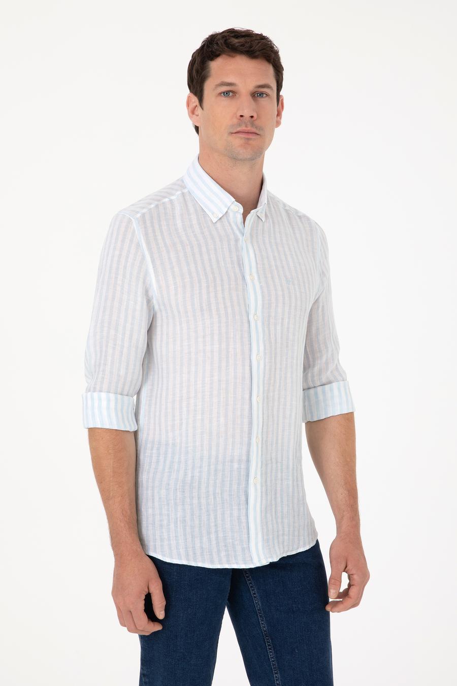 Açık Mavi Slim Fit Uzun Kollu Gömlek - 50300533045