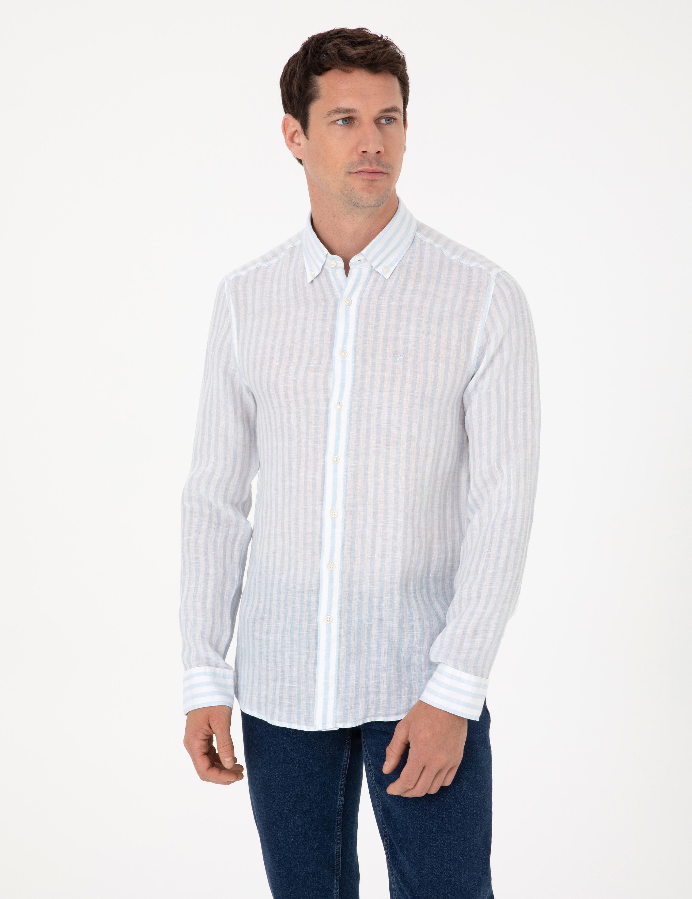 Açık Mavi Slim Fit Uzun Kollu Gömlek - 50300533045