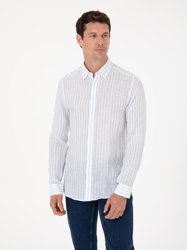Açık Mavi Slim Fit Uzun Kollu Gömlek