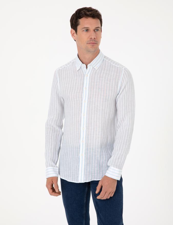 Açık Mavi Slim Fit Uzun Kollu Gömlek