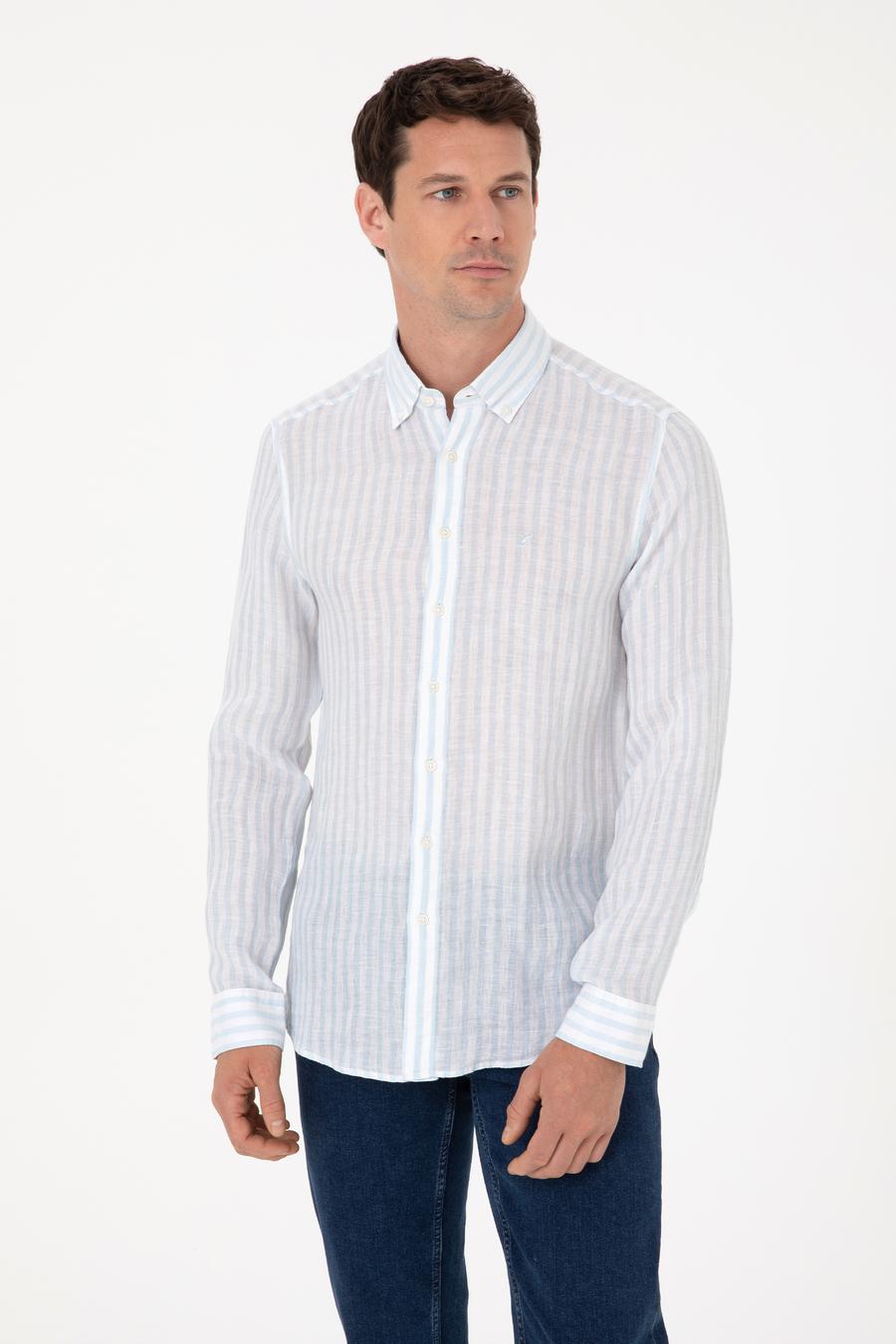 Açık Mavi Slim Fit Uzun Kollu Gömlek - 50300533045