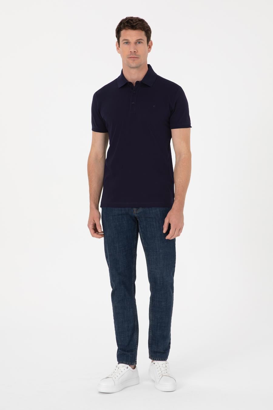 Lacivert Slim Fit Basic Tişört - 50284769039
