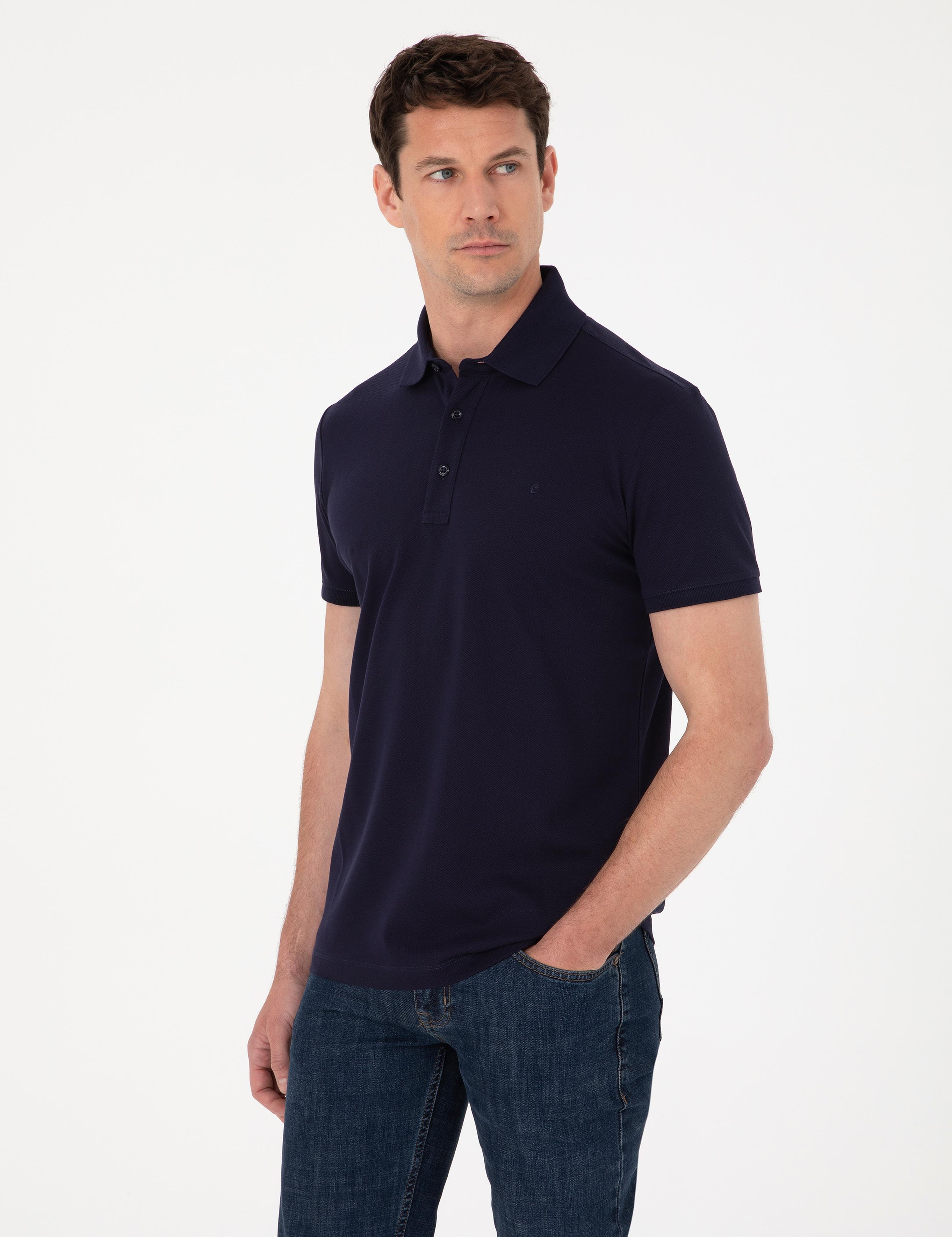 Lacivert Slim Fit Basic Tişört - 50284769039