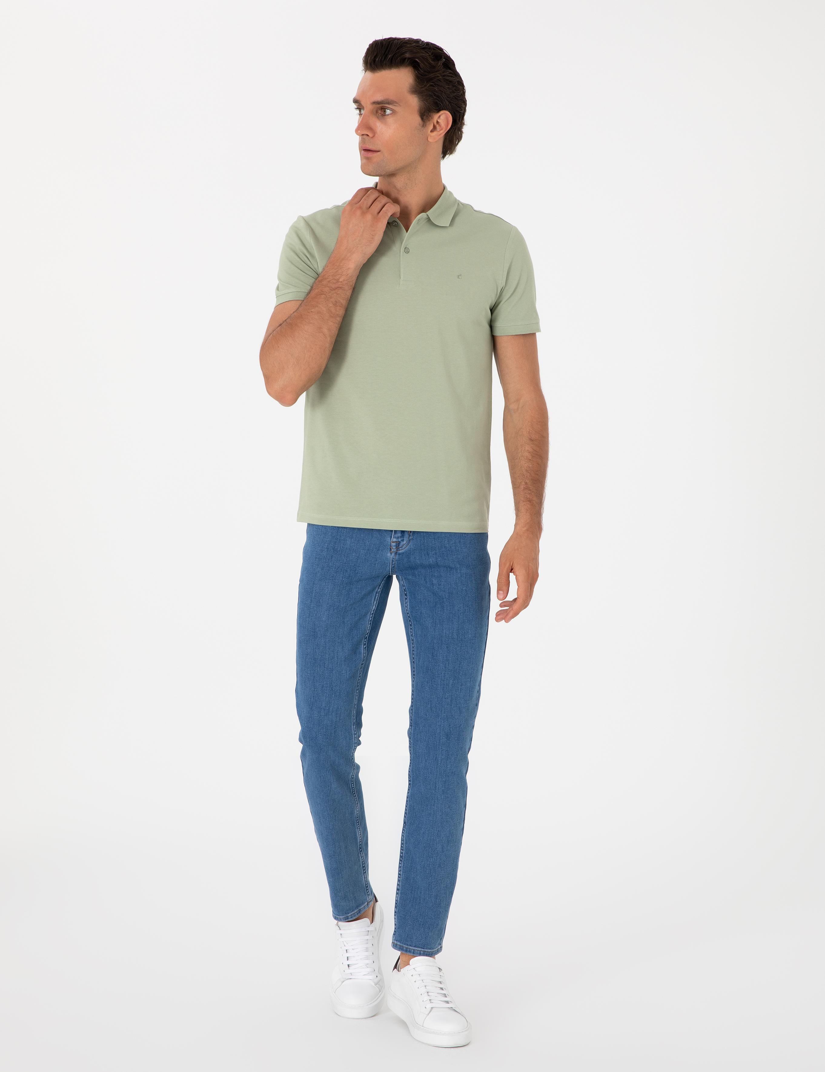 Yeşil Slim Fit Basic Tişört - 50310014140