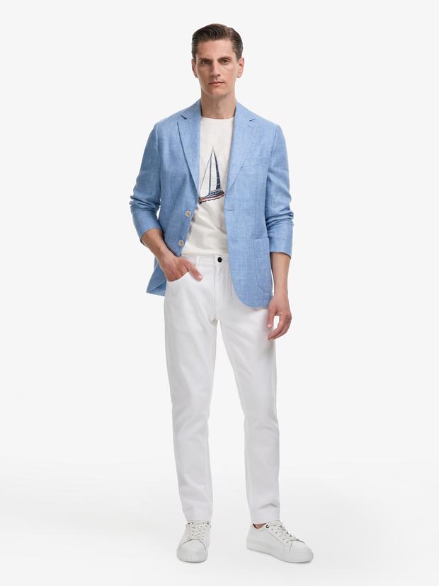 Beyaz Slim Fit Pamuk Karışımlı Jean Pantolon