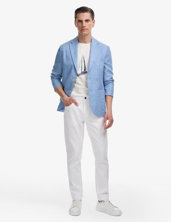 Beyaz Slim Fit Pamuk Karışımlı Jean Pantolon