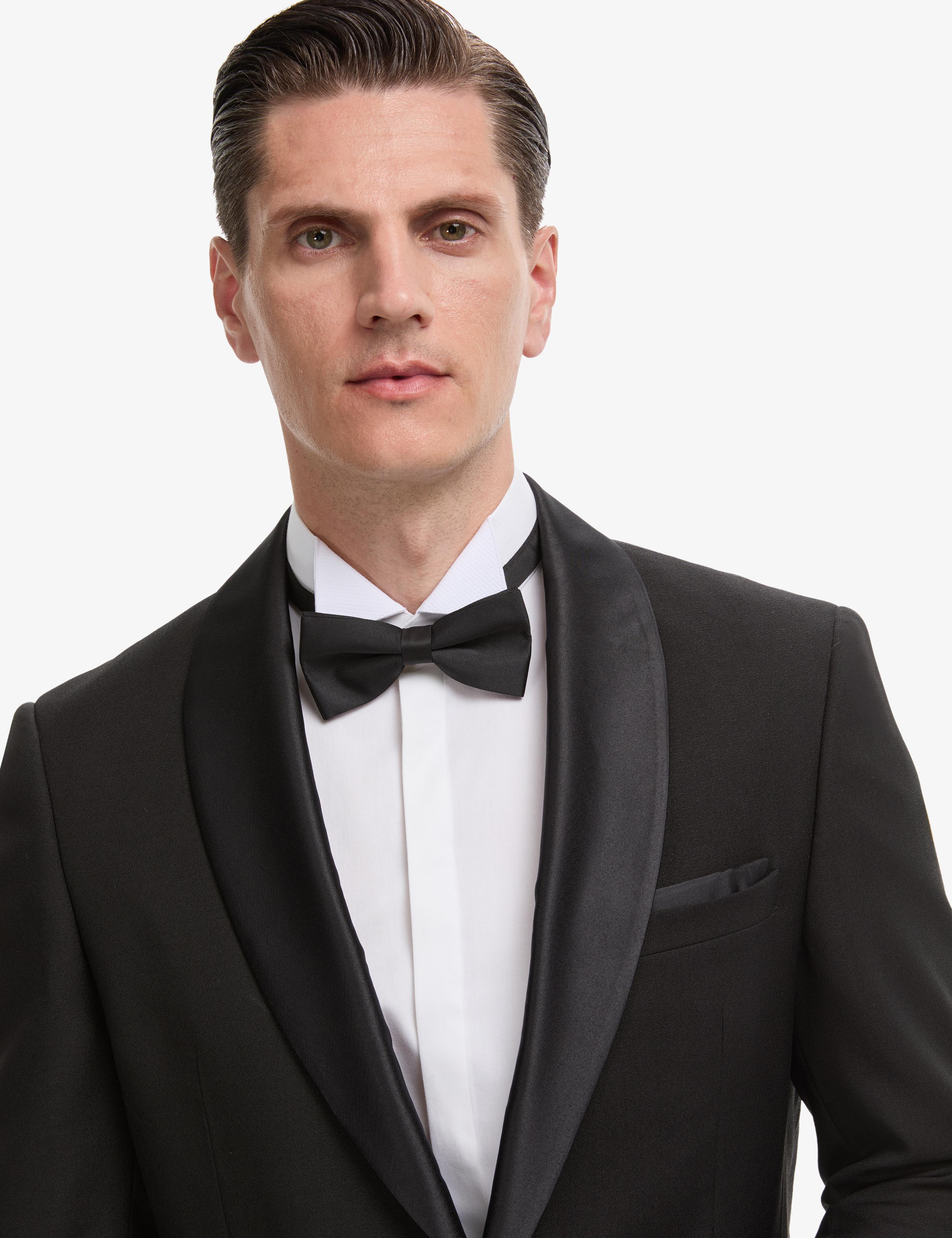 Siyah Slim Fit Yün Karışımlı Şal Yaka Smokin Damatlık - 50324526005