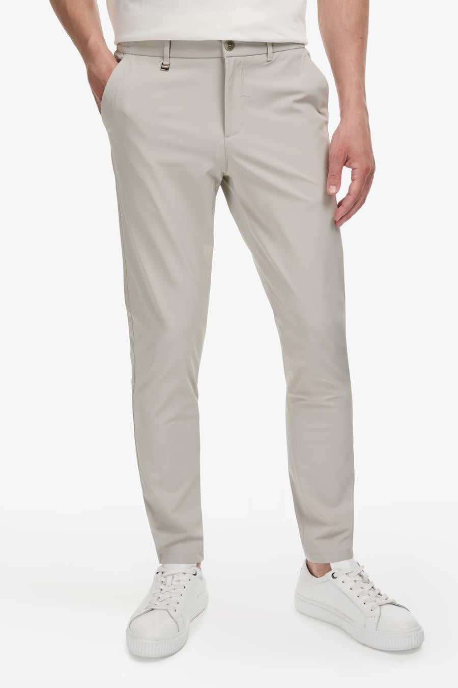 Bej Slim Fit Pamuk Karışımlı Beli Lastikli Kanvas Pantolon - 50324292193