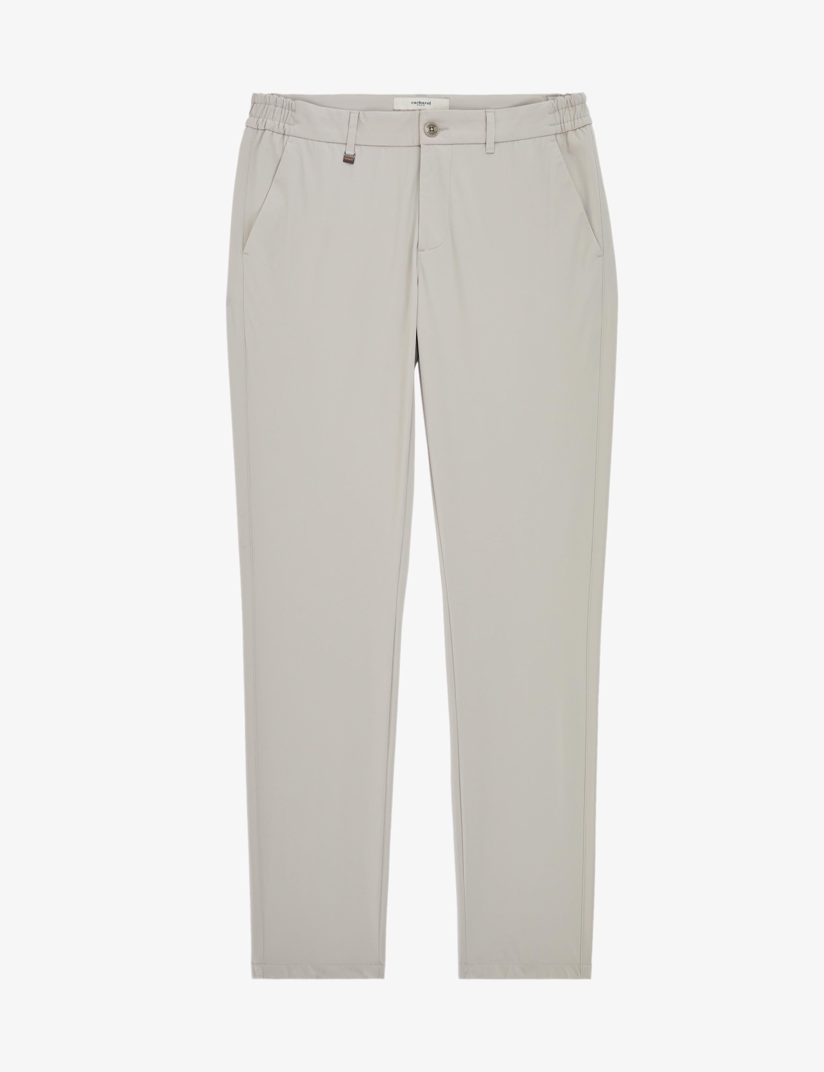 Bej Slim Fit Pamuk Karışımlı Beli Lastikli Kanvas Pantolon - 50324292193