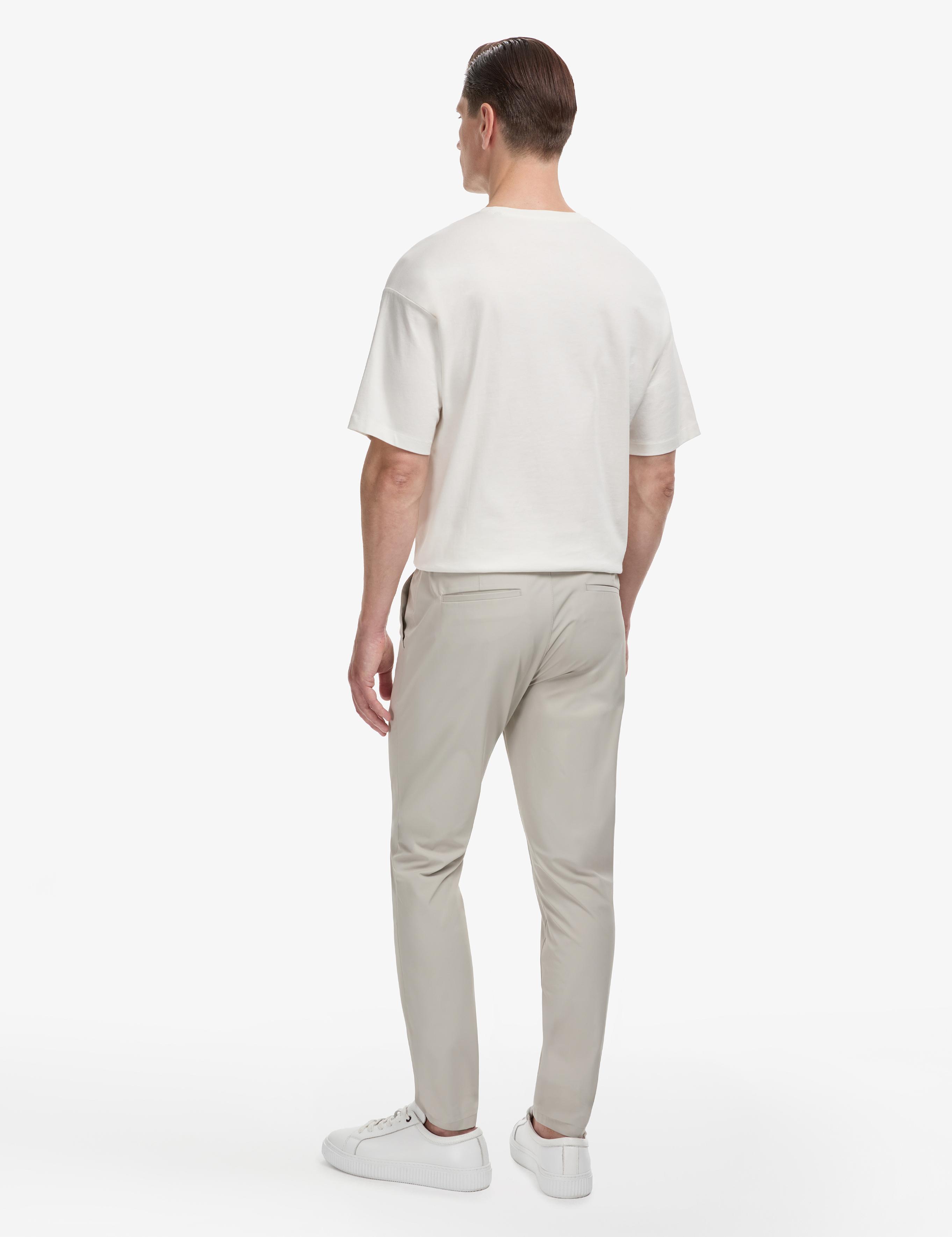 Bej Slim Fit Pamuk Karışımlı Beli Lastikli Kanvas Pantolon - 50324292193
