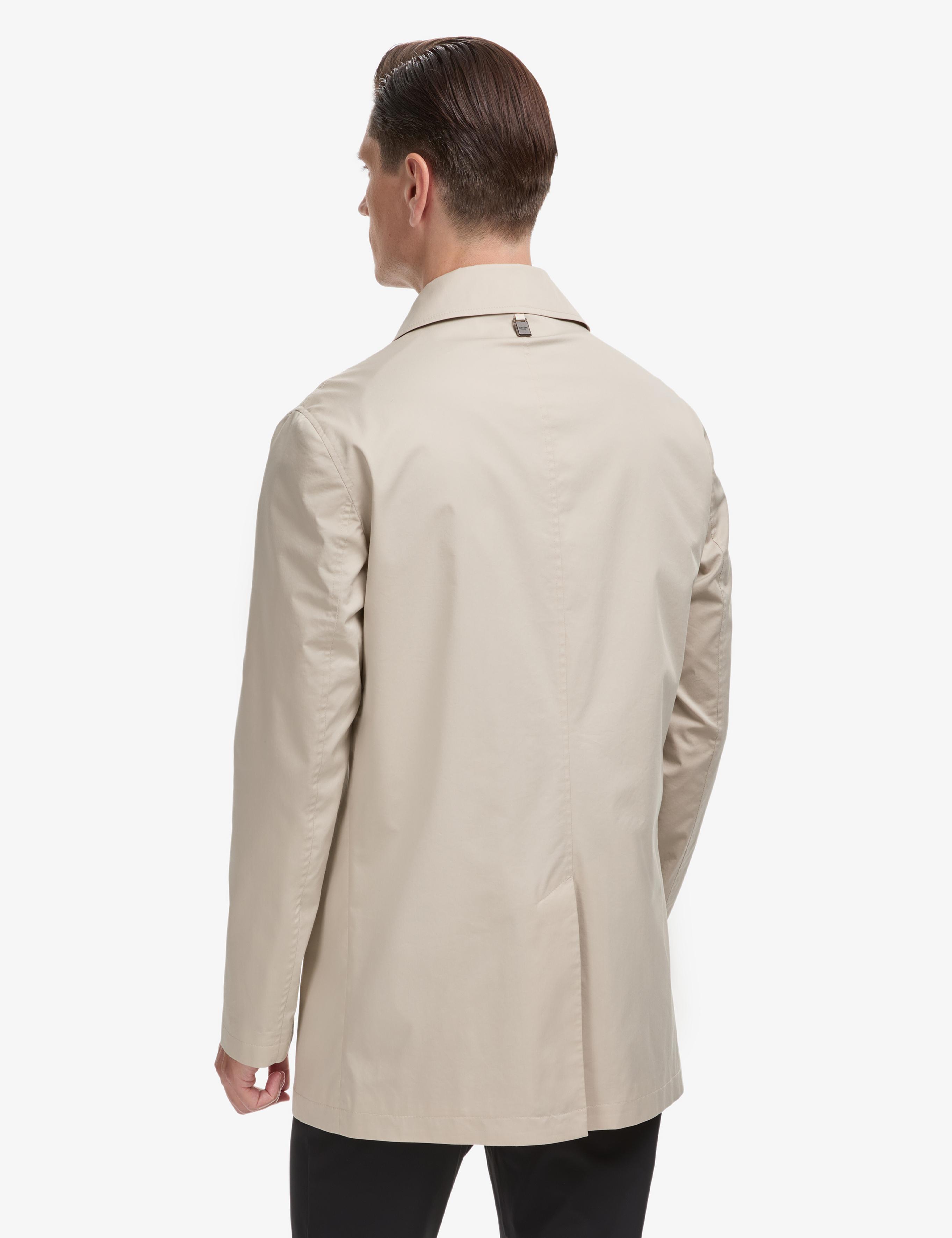 Bej Slim Fit Pamuk Karışımlı Gömlek Yaka Trençkot - 50324484003